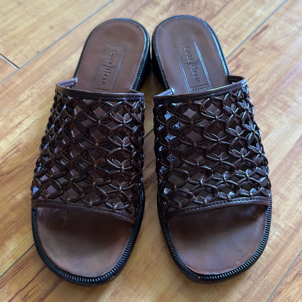 Cole Haan Brown Leather Slide Sandals, Size 7 1/2 B